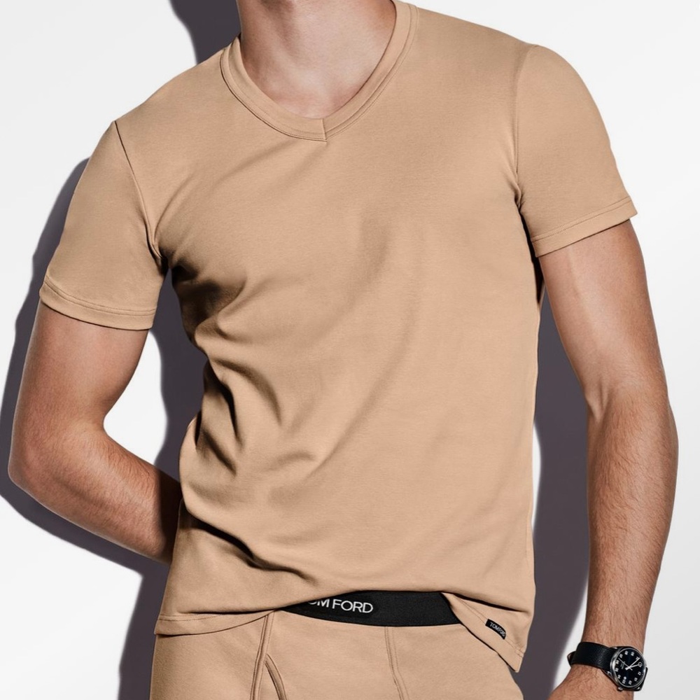 Tom Ford plain logo V neck tee shirt NEW